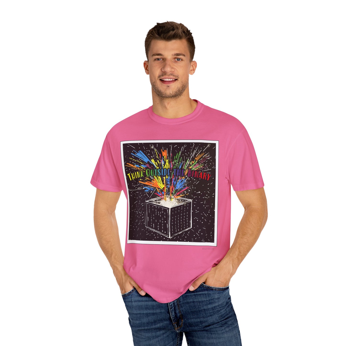 Think Outside the Binary - Unisex Garment-Dyed T-shirt