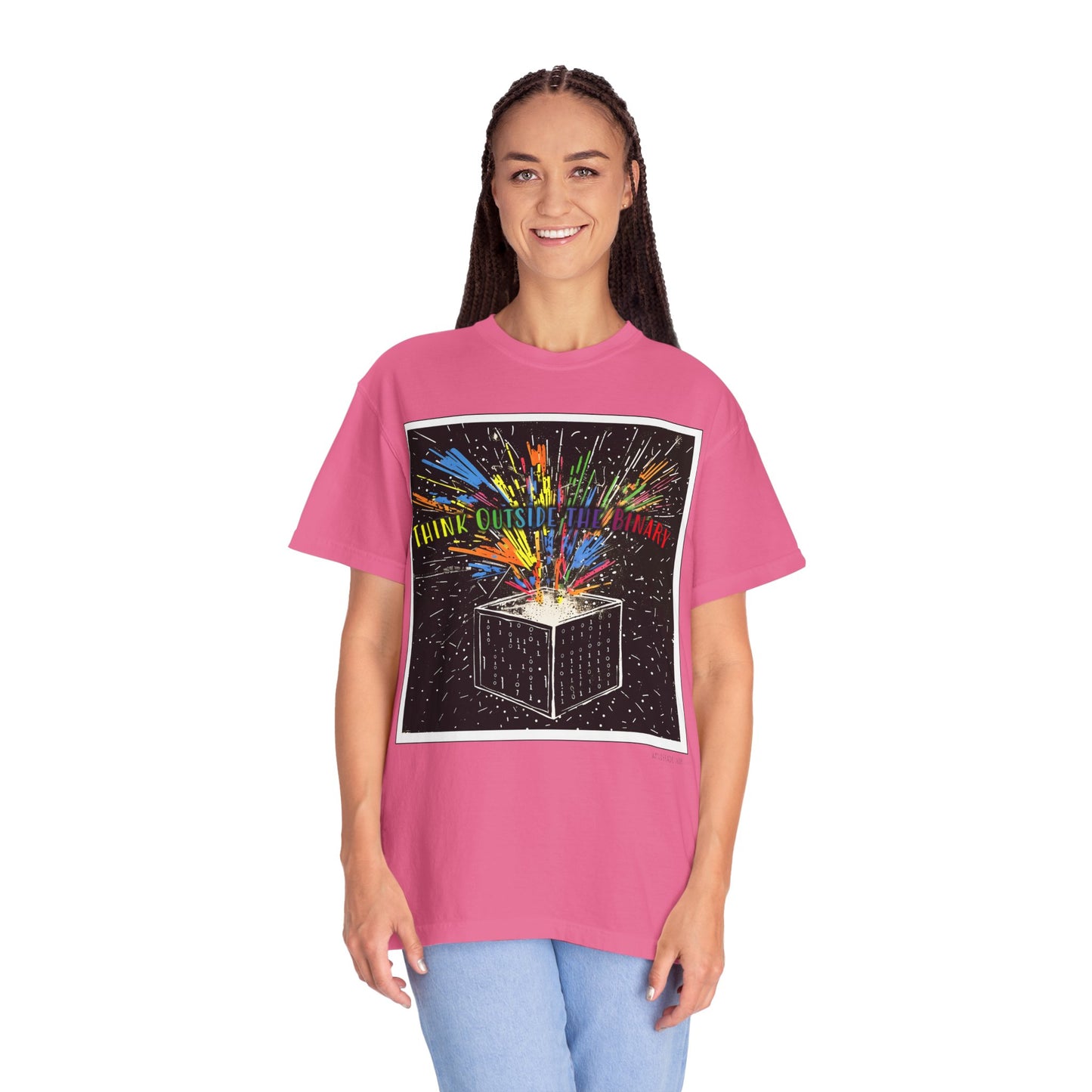 Think Outside the Binary - Unisex Garment-Dyed T-shirt