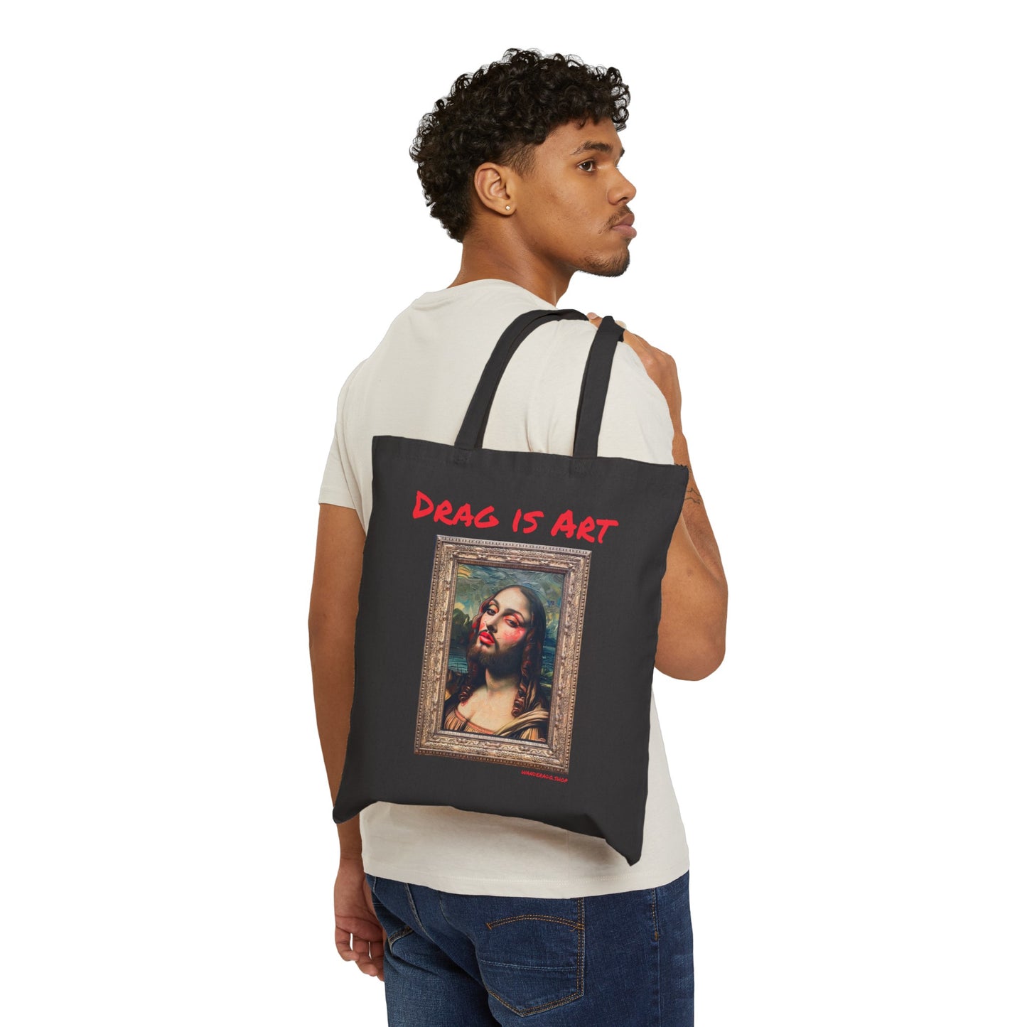 Drag is Art - Cotton Canvas Tote Bag - Mona Lisa