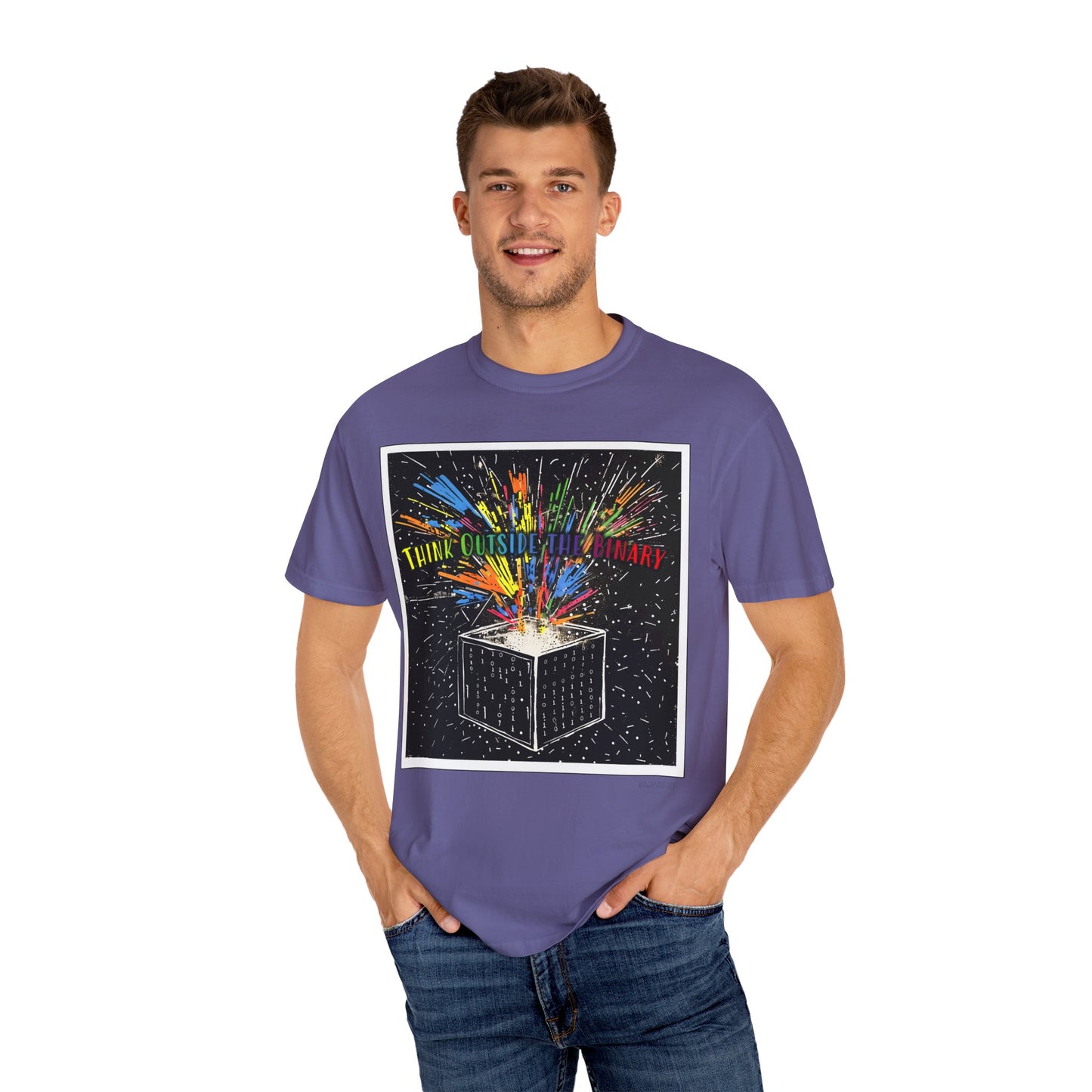 Think Outside the Binary - Unisex Garment-Dyed T-shirt