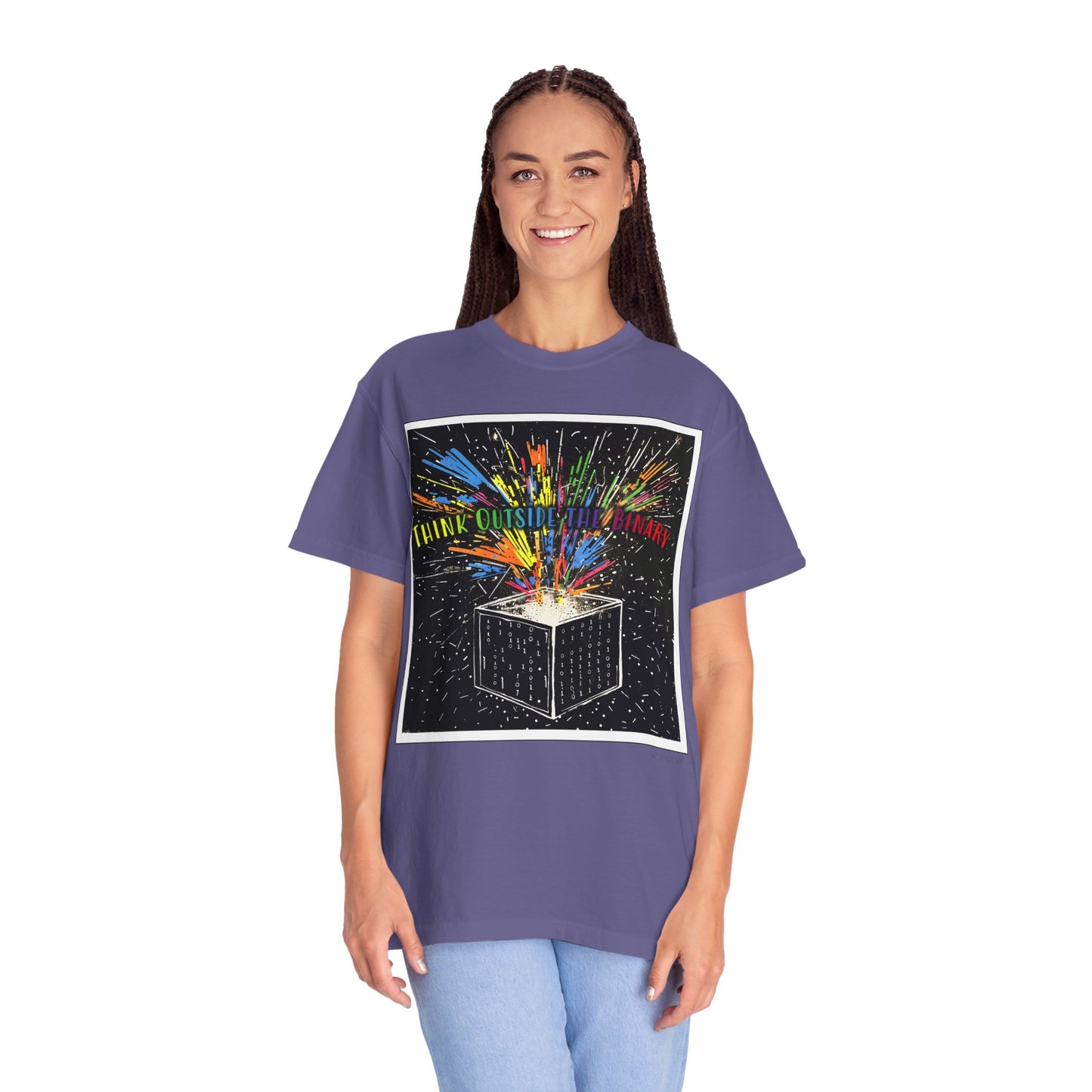 Think Outside the Binary - Unisex Garment-Dyed T-shirt