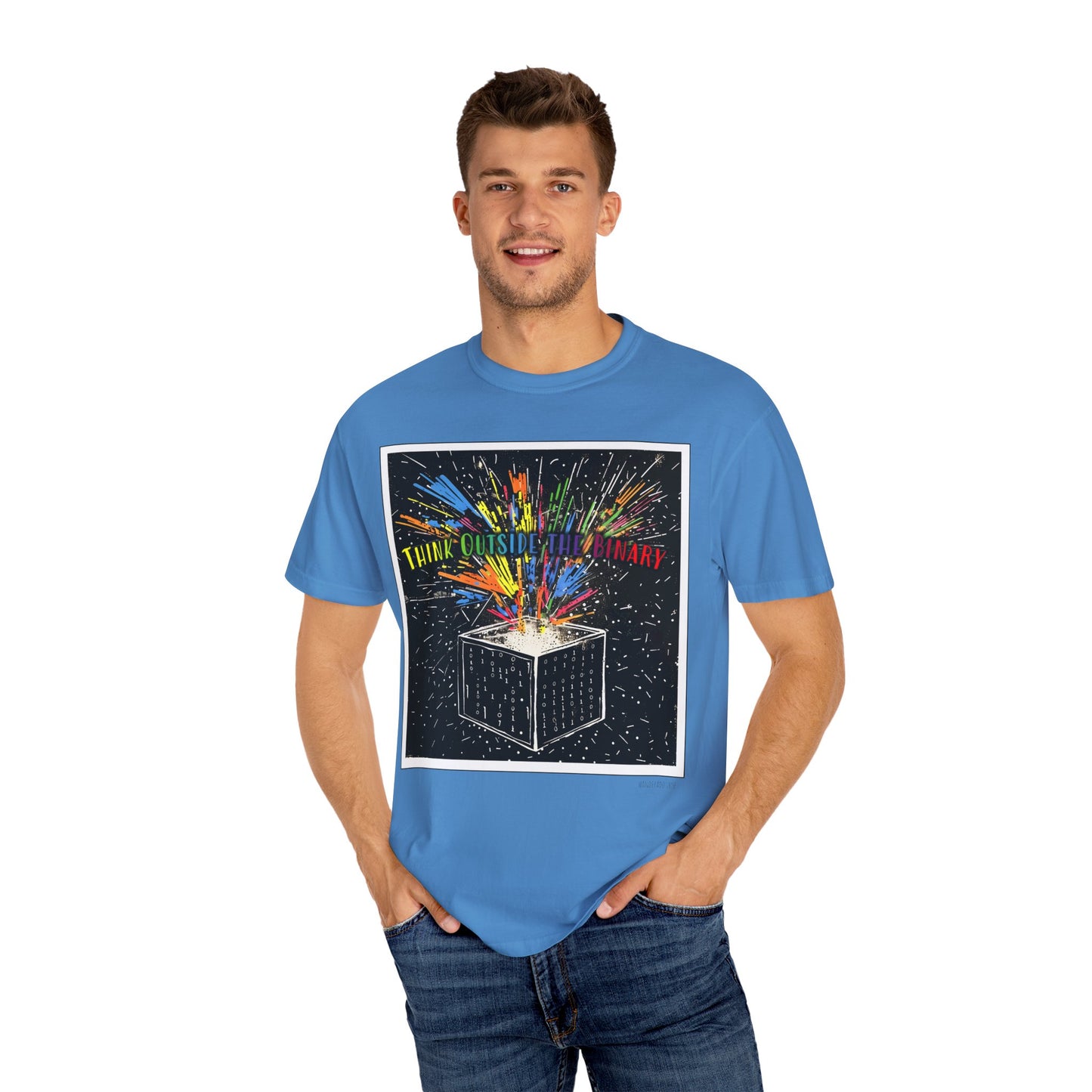 Think Outside the Binary - Unisex Garment-Dyed T-shirt