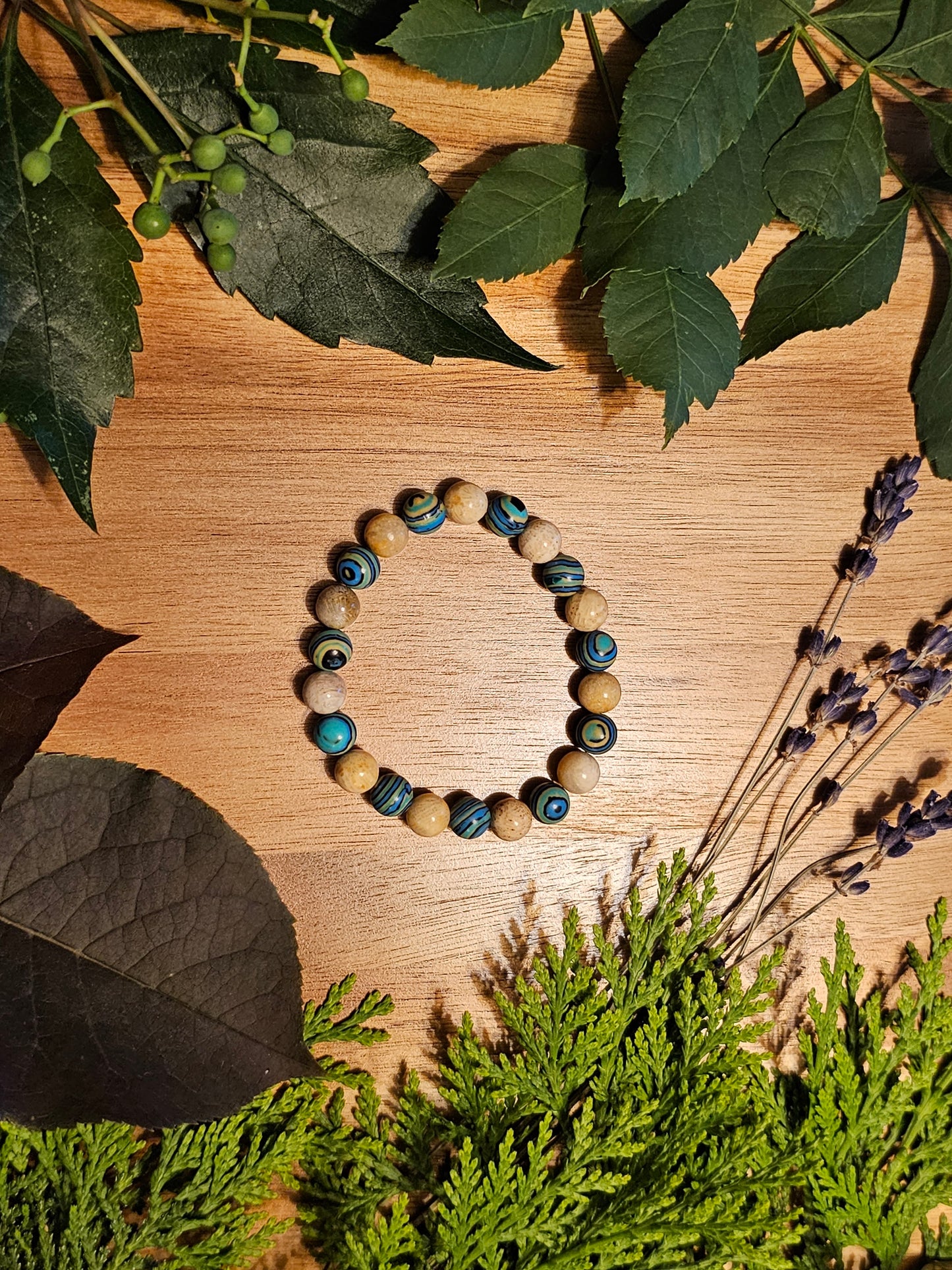Healing Tide | Synthesis Malachite + Coral Bracelet
