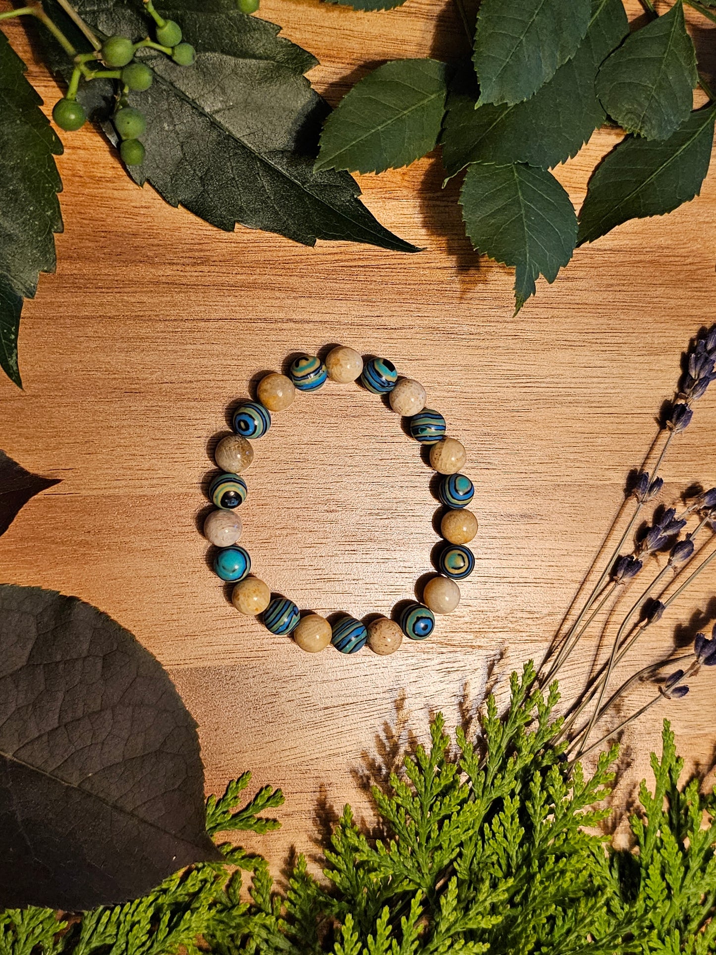 Healing Tide | Synthesis Malachite + Coral Bracelet