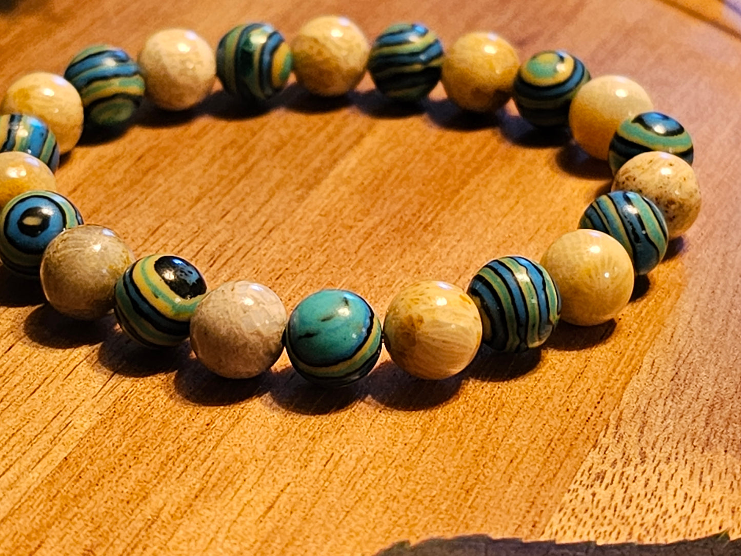 Healing Tide | Synthesis Malachite + Coral Bracelet