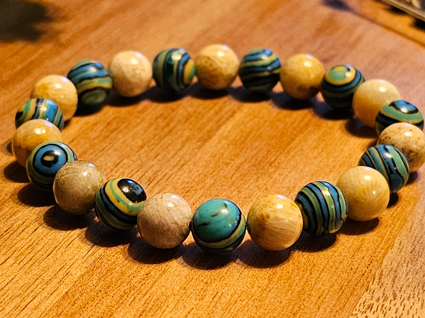 Healing Tide | Synthesis Malachite + Coral Bracelet