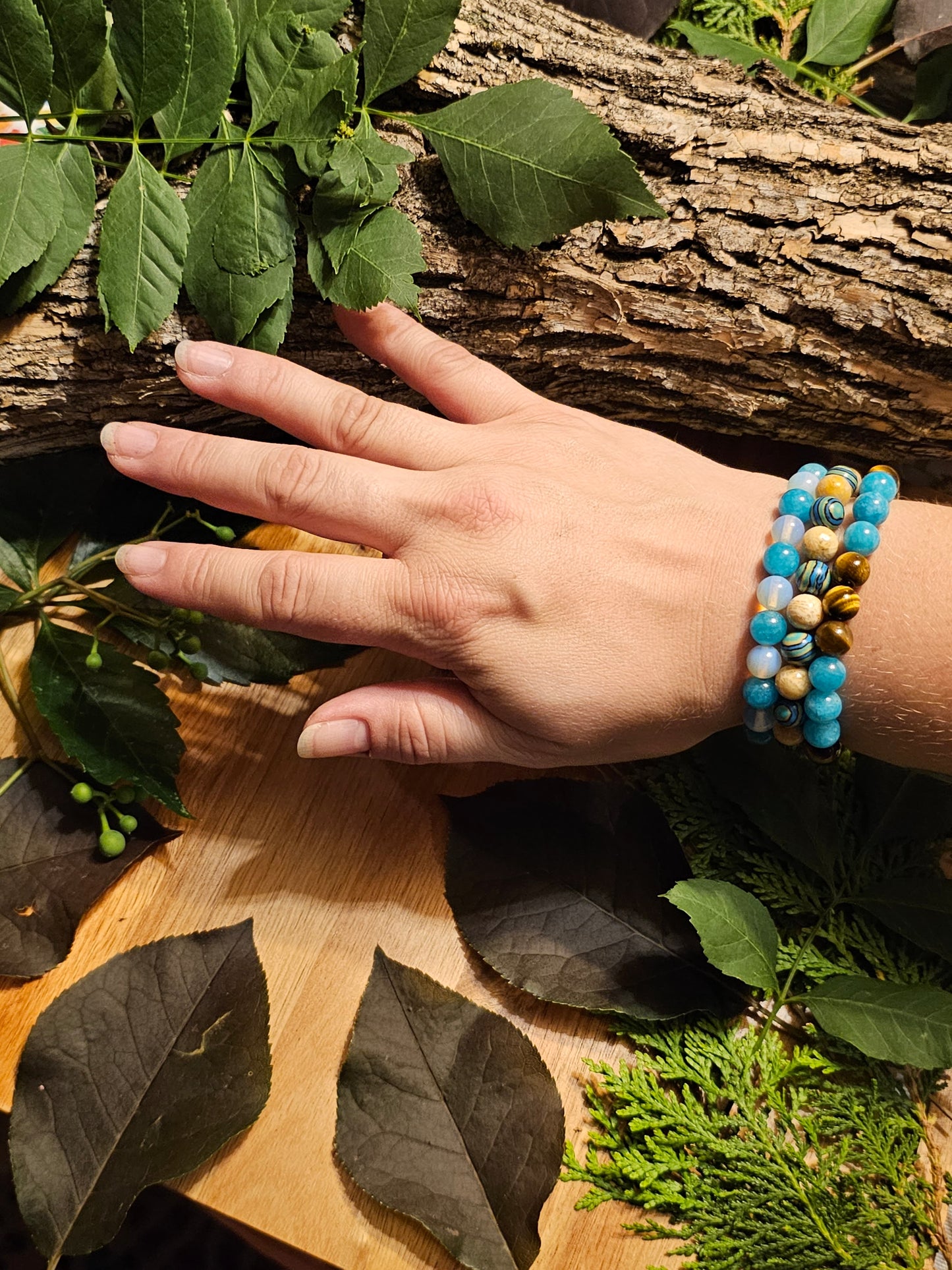Serenity Sentinel | Tiger's Eye & Blue Nile Topaz Bracelet