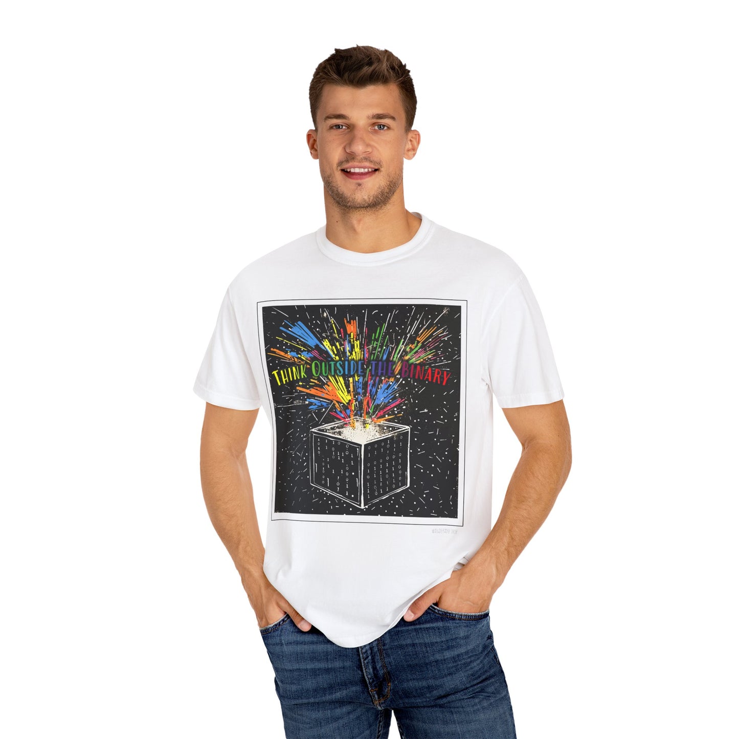 Think Outside the Binary - Unisex Garment-Dyed T-shirt