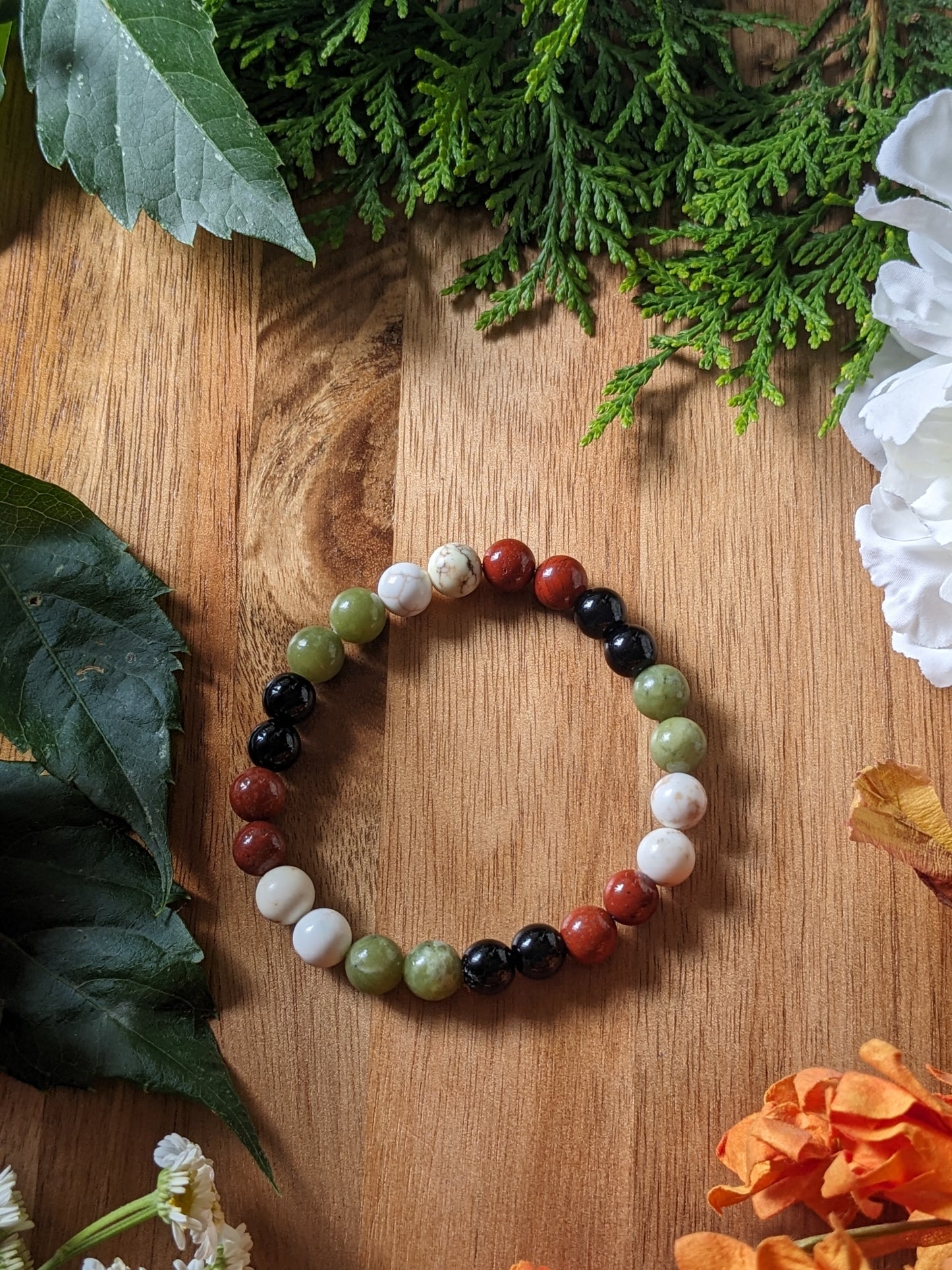 Serenity Shield | Serpentine + Jasper + Obsidian + Howlite Bracelet