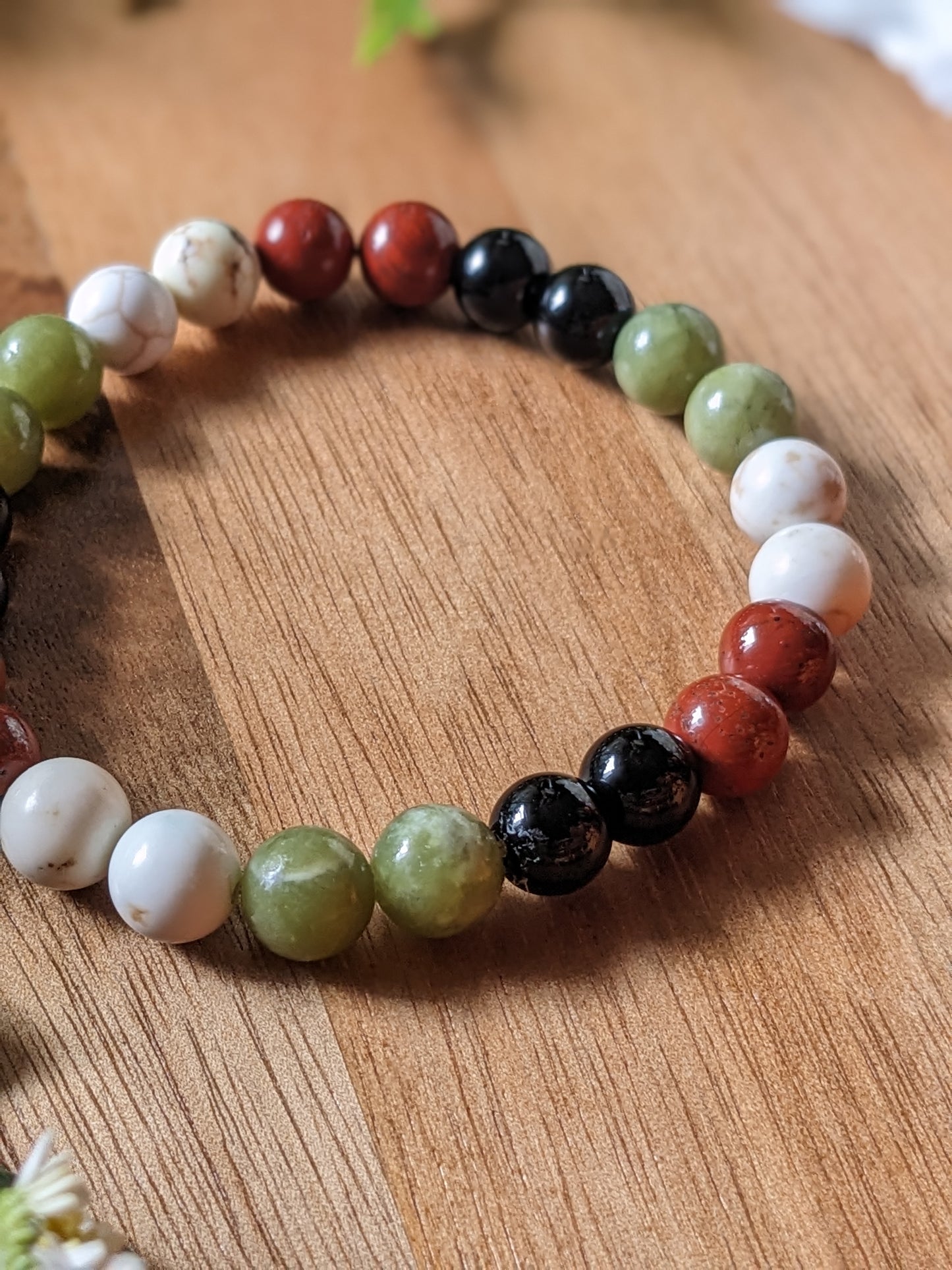Serenity Shield | Serpentine + Jasper + Obsidian + Howlite Bracelet
