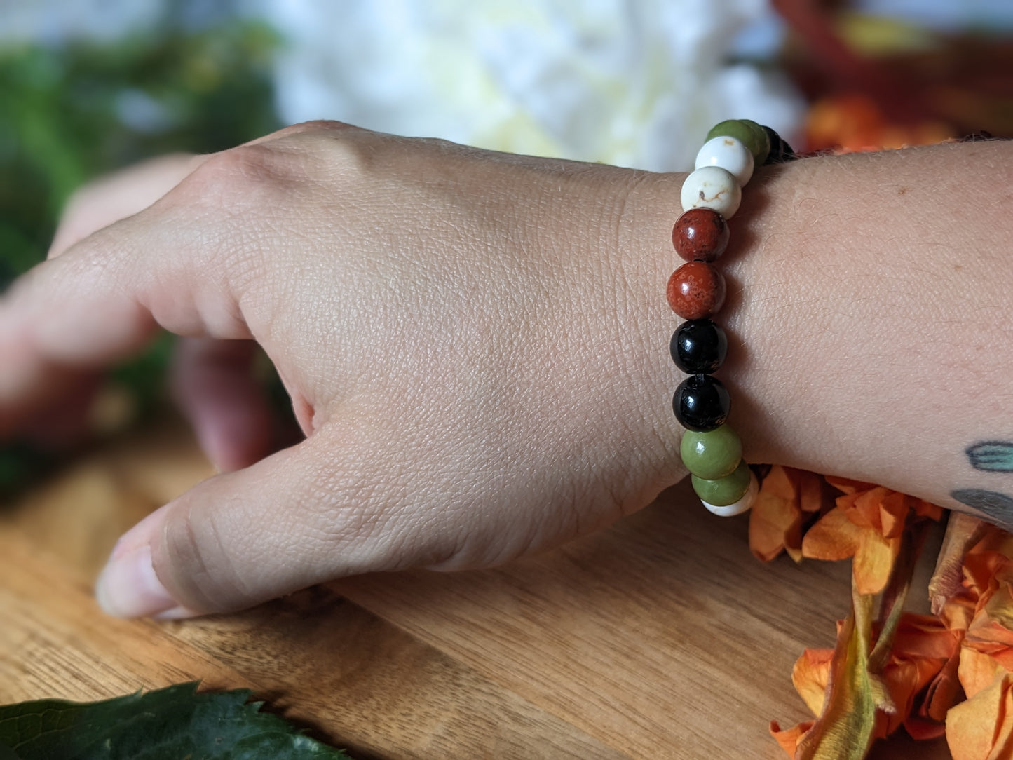 Serenity Shield | Serpentine + Jasper + Obsidian + Howlite Bracelet