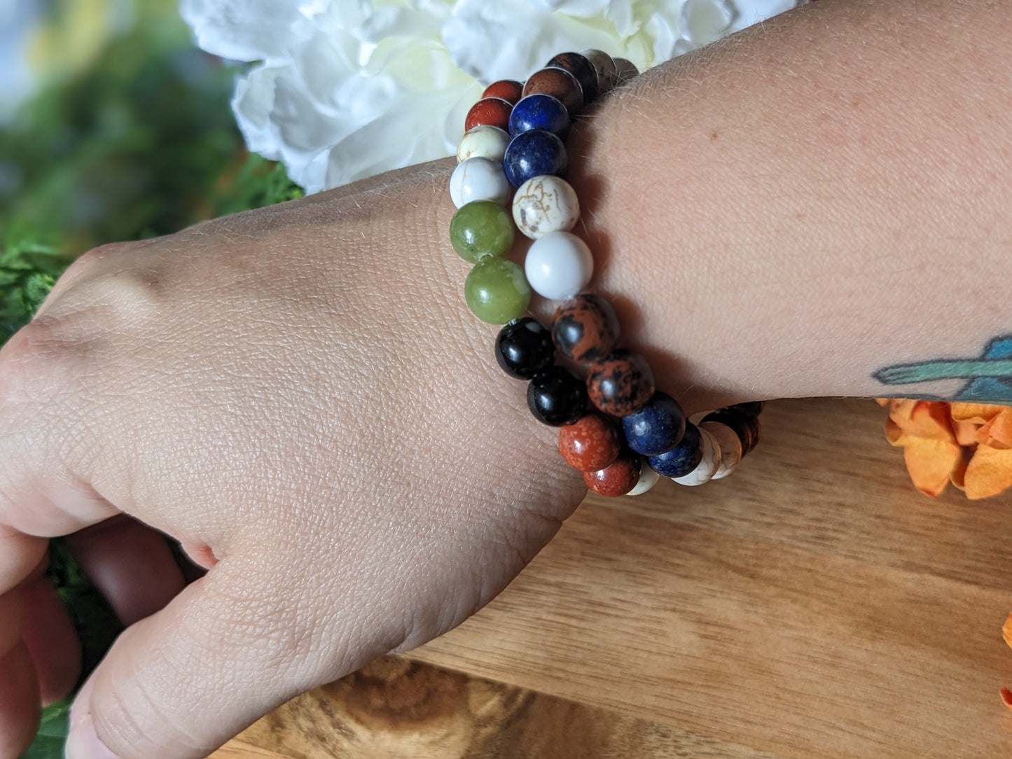Serenity Shield | Serpentine + Jasper + Obsidian + Howlite Bracelet