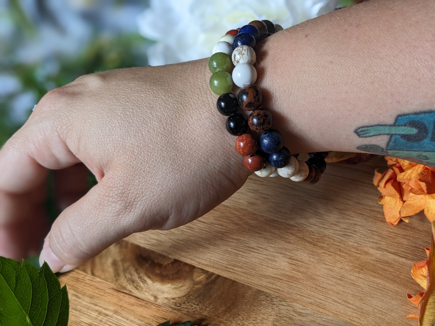 Serenity Shield | Serpentine + Jasper + Obsidian + Howlite Bracelet