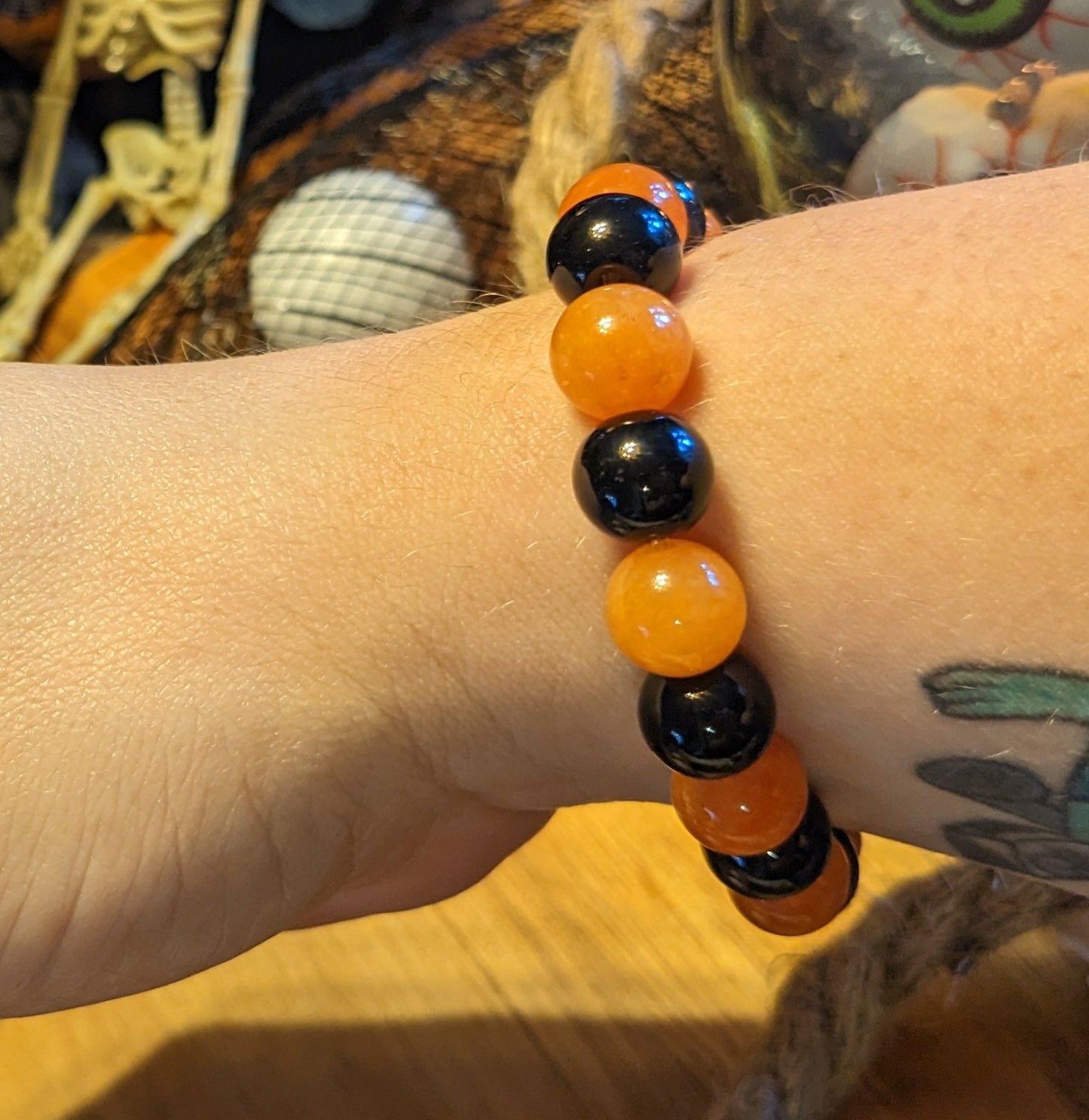 Courageous Creativity | Black Chalcedony & Carnelian Bracelet
