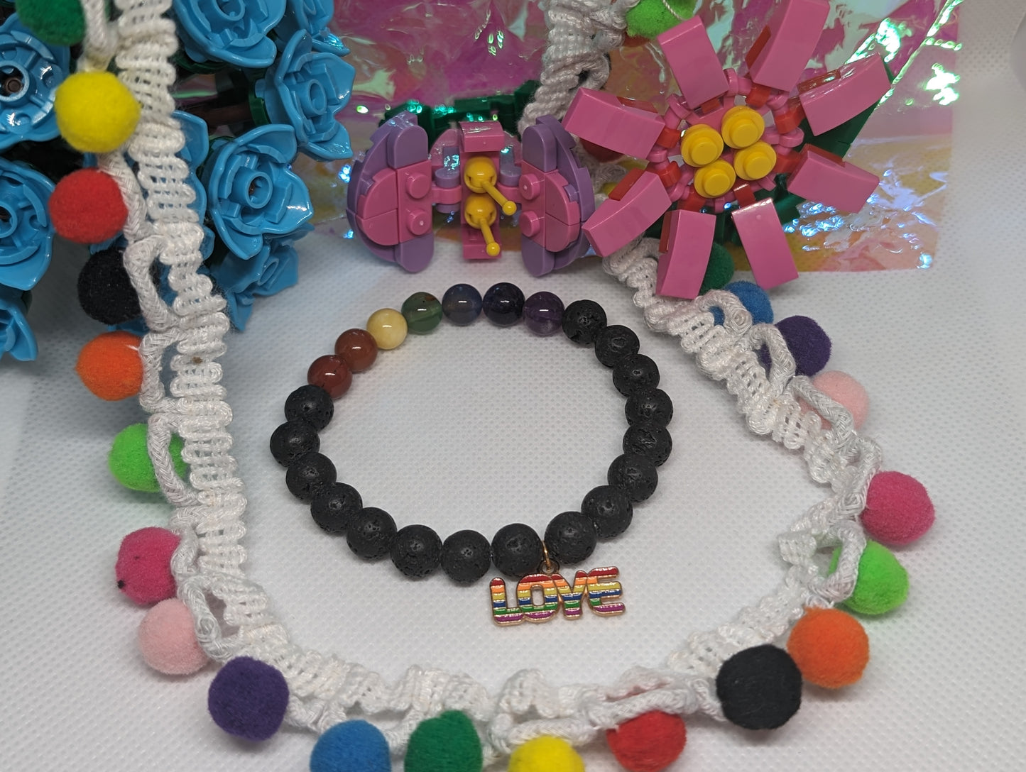 PRIDE Rainbow Gemstone Stretch Bracelet