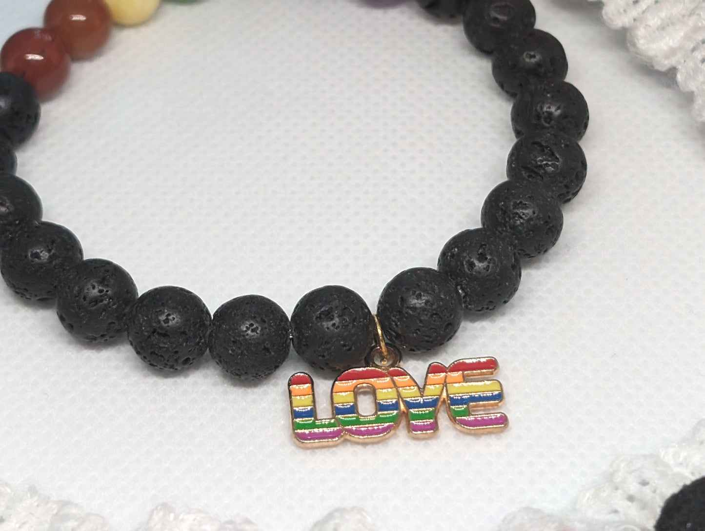 PRIDE Rainbow Gemstone Stretch Bracelet