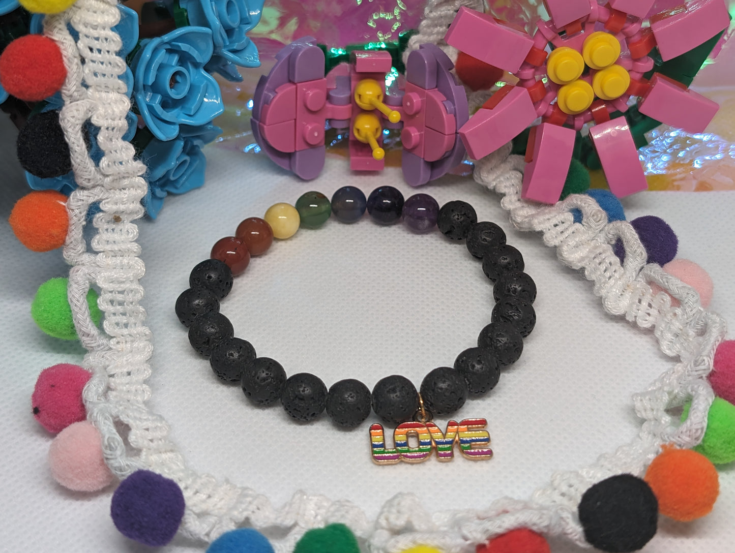 PRIDE Rainbow Gemstone Stretch Bracelet