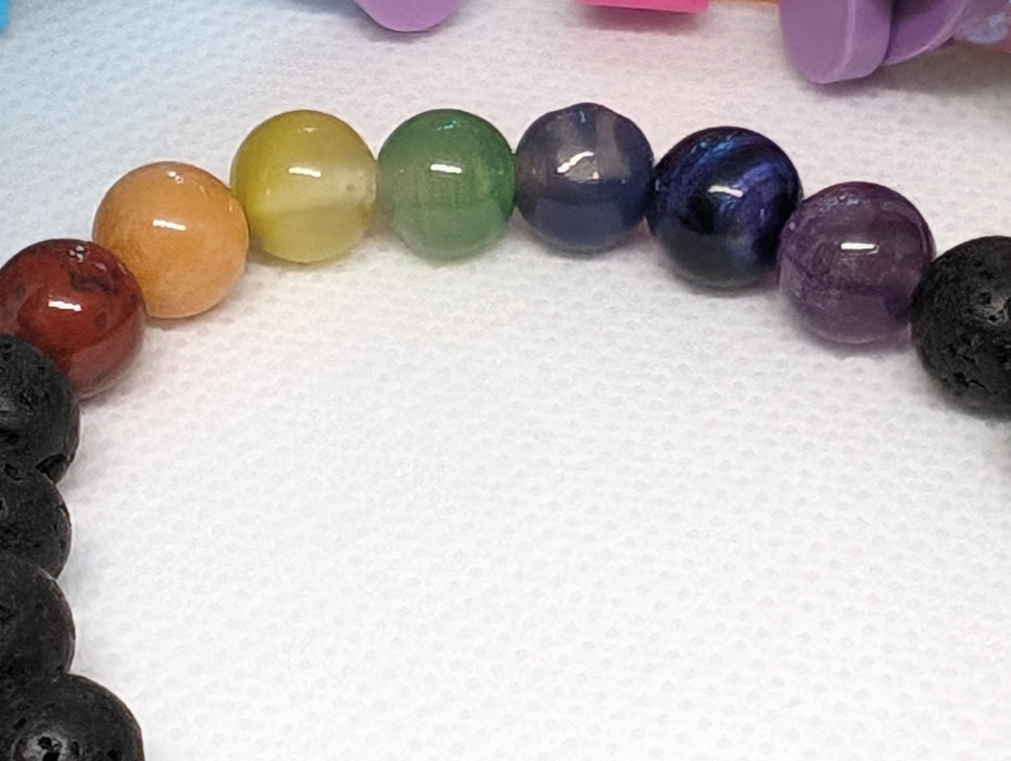 PRIDE Rainbow Gemstone Stretch Bracelet