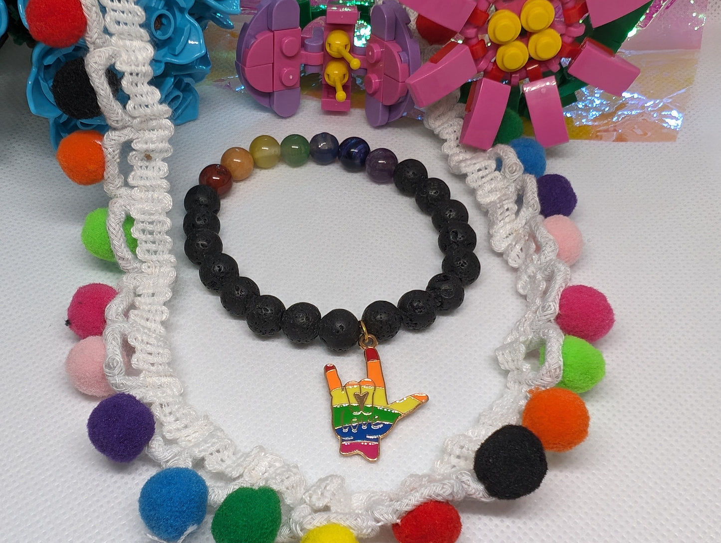 PRIDE Rainbow Gemstone Stretch Bracelet