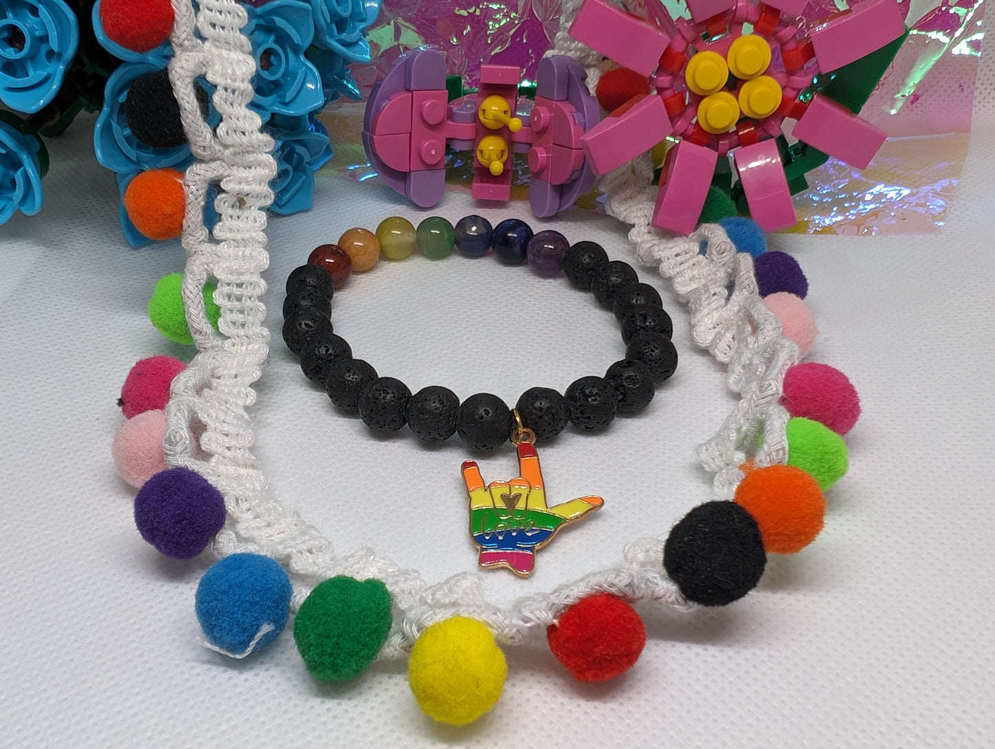 PRIDE Rainbow Gemstone Stretch Bracelet