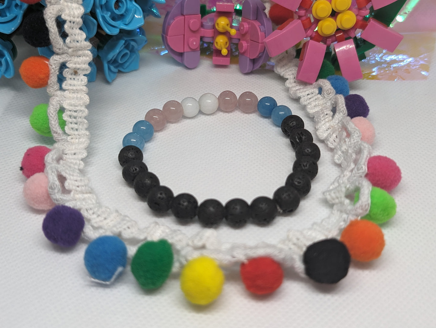 TRANS-PRIDE Rainbow Gemstone Stretch Bracelet