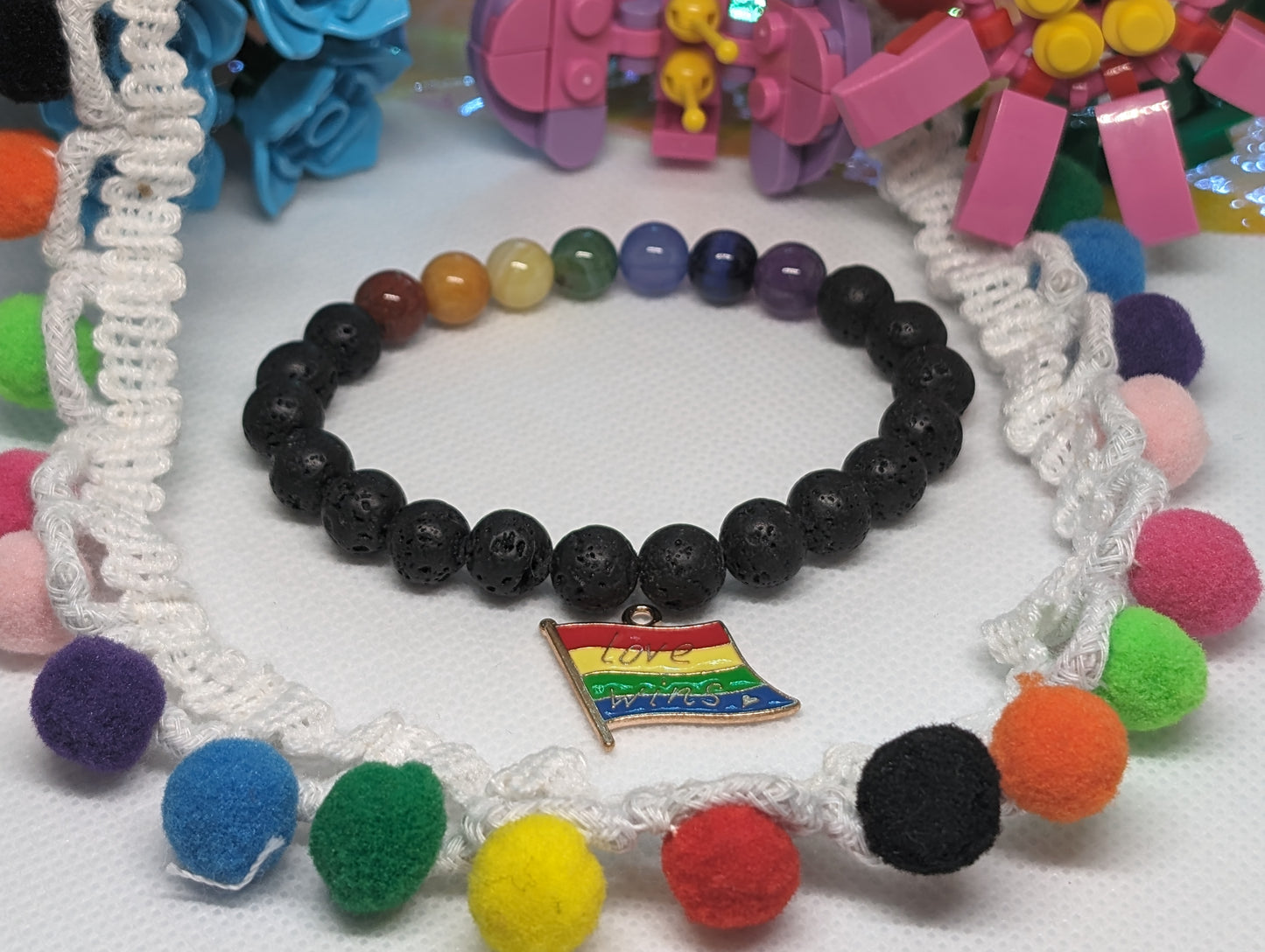 PRIDE Rainbow Gemstone Stretch Bracelet