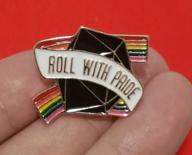 Roll with Pride - D20 Pin