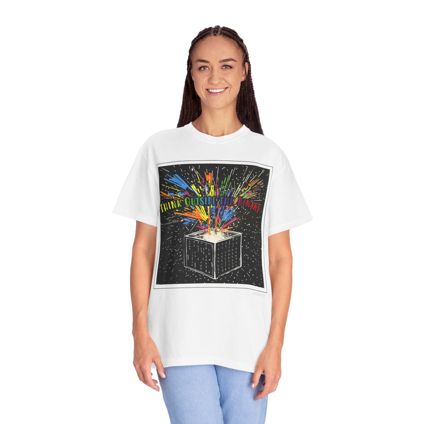 Think Outside the Binary - Unisex Garment-Dyed T-shirt