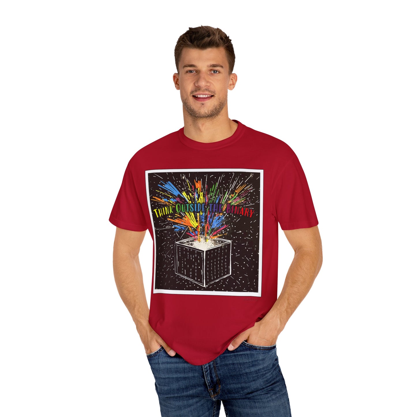 Think Outside the Binary - Unisex Garment-Dyed T-shirt