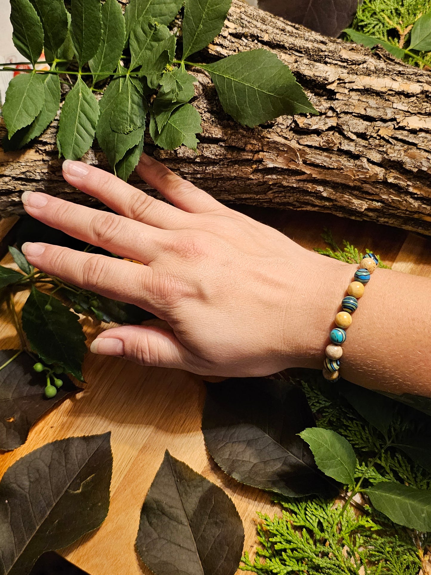 Healing Tide | Synthesis Malachite + Coral Bracelet
