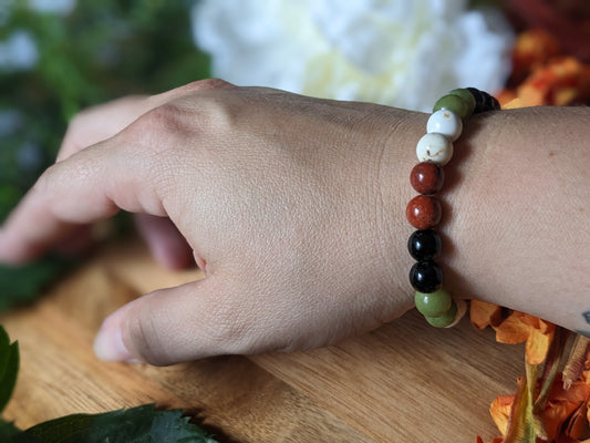 Serenity Shield | Serpentine + Jasper + Obsidian + Howlite Bracelet