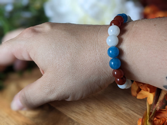 Divine Balance Bracelet | Garnet + Moonstone + Blue Nile Topaz Bracelet
